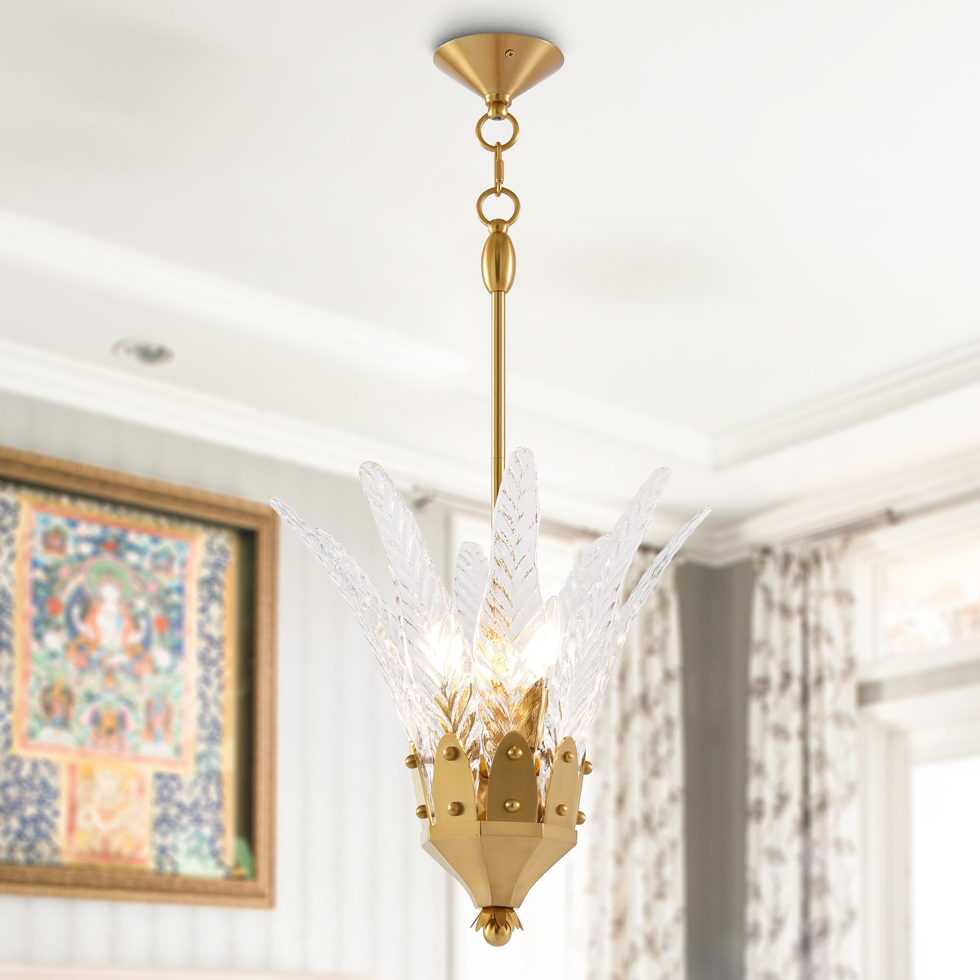 Vito 3 Light Feather Shaped Island Pendant Light 17 Inch