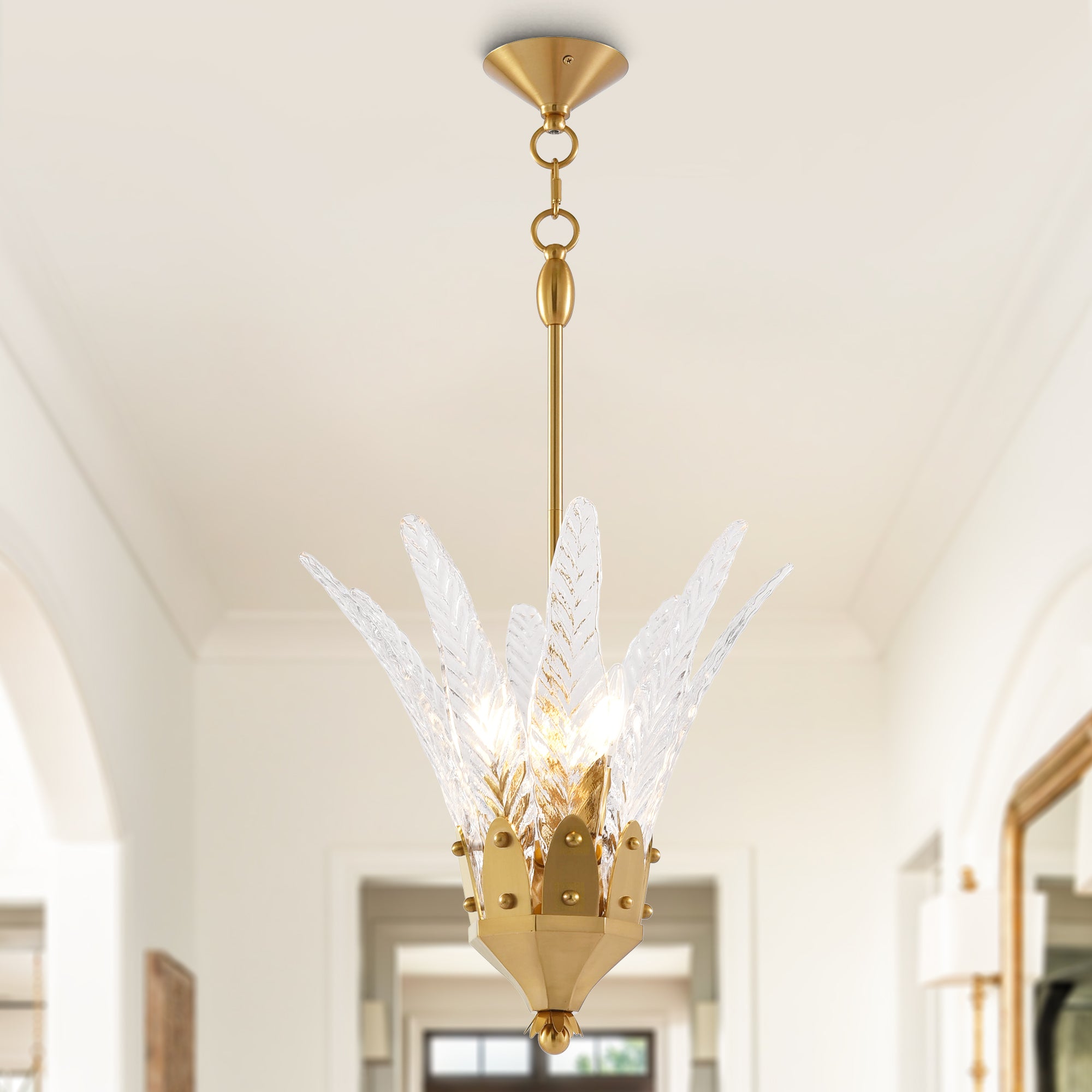 Vito 3 Light Feather Shaped Island Pendant Light 17 Inch