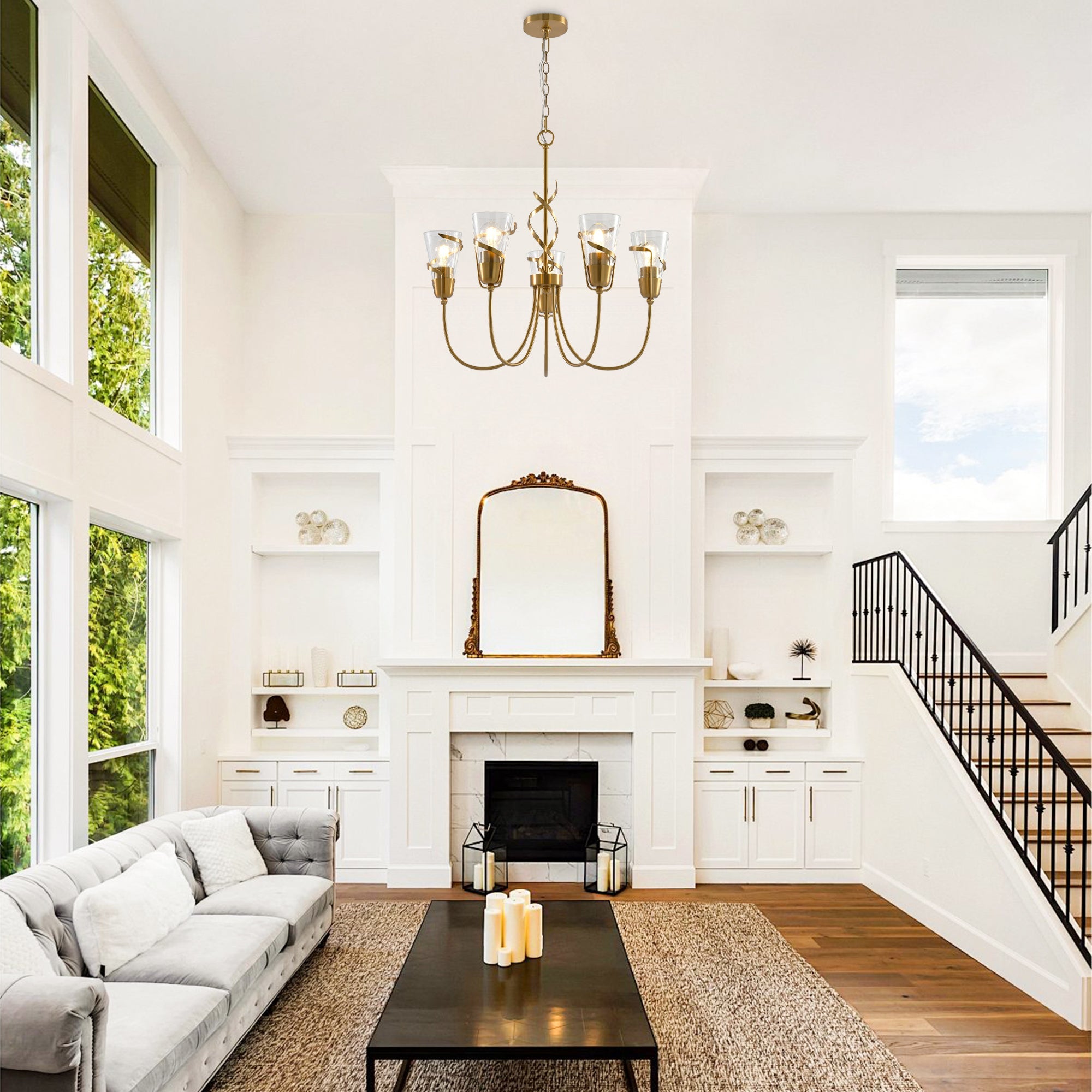 Uriah Golden 5 Light Chandelier 26 Inch