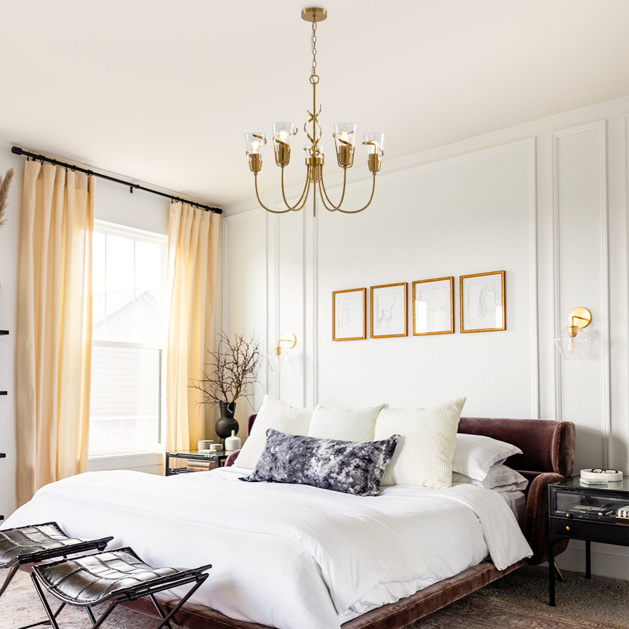 Uriah Golden 5 Light Chandelier 26 Inch