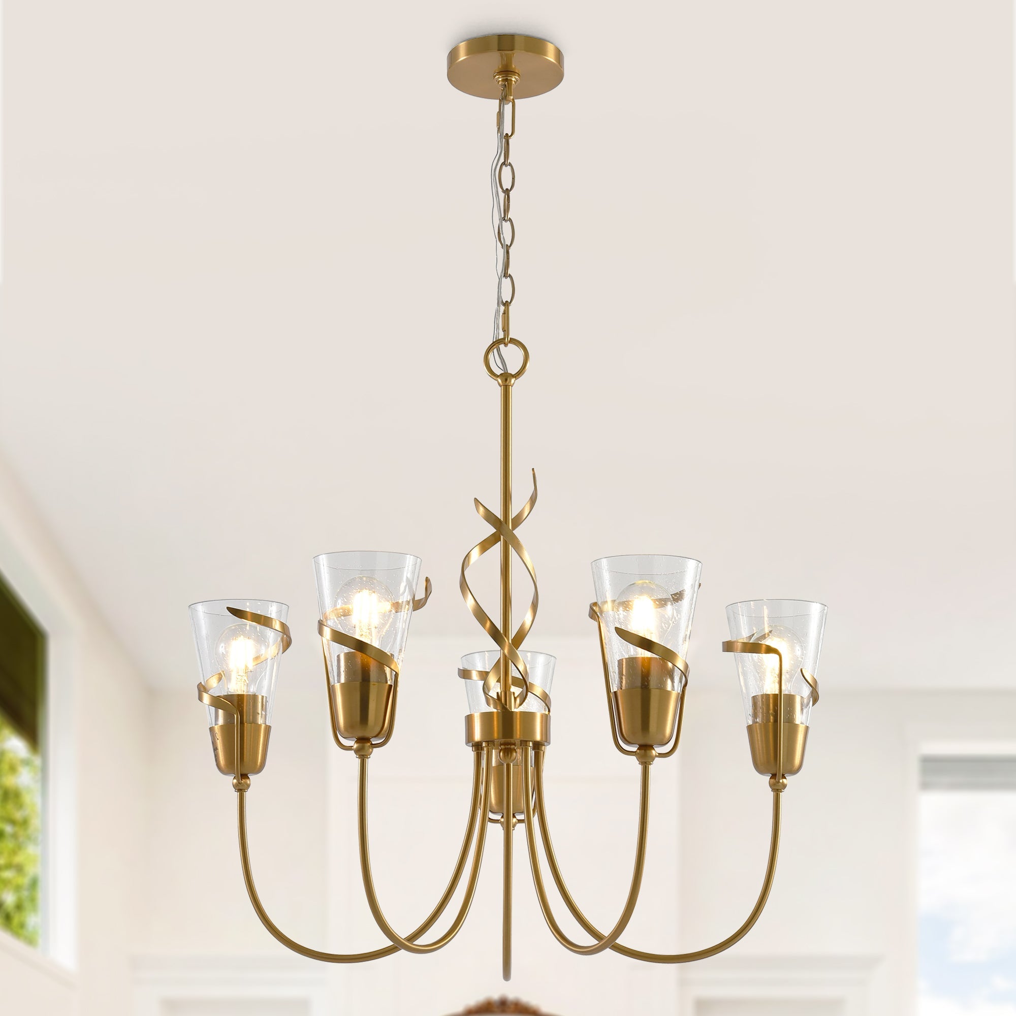 Uriah Golden 5 Light Chandelier 26 Inch