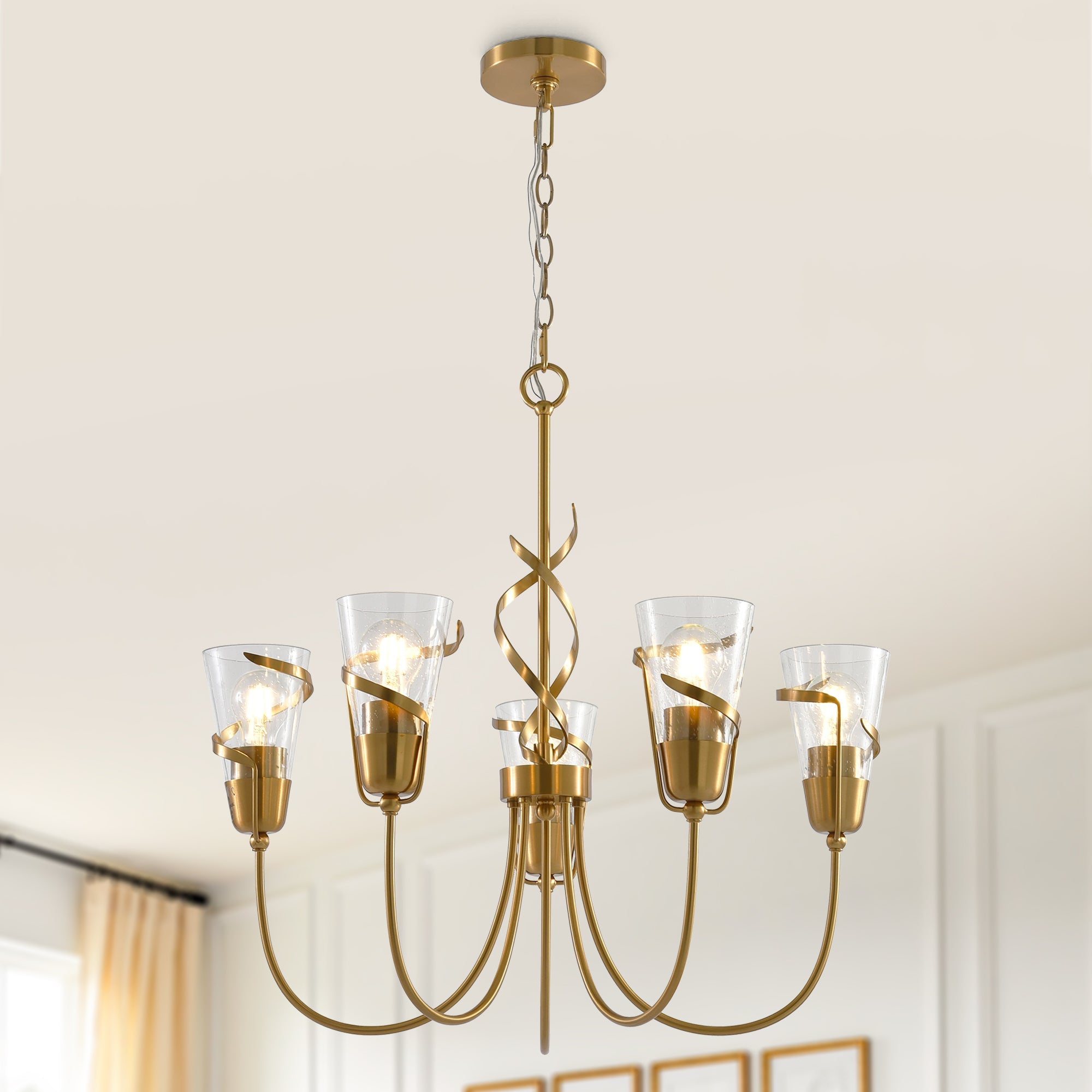 Uriah Golden 5 Light Chandelier 26 Inch