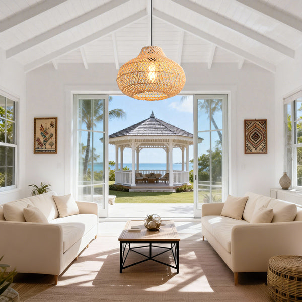 19" Winston Bohemian Rattan Pendant Light
