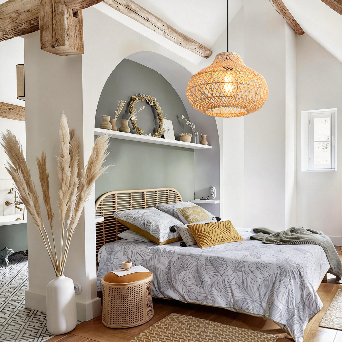 19" Winston Bohemian Rattan Pendant Light