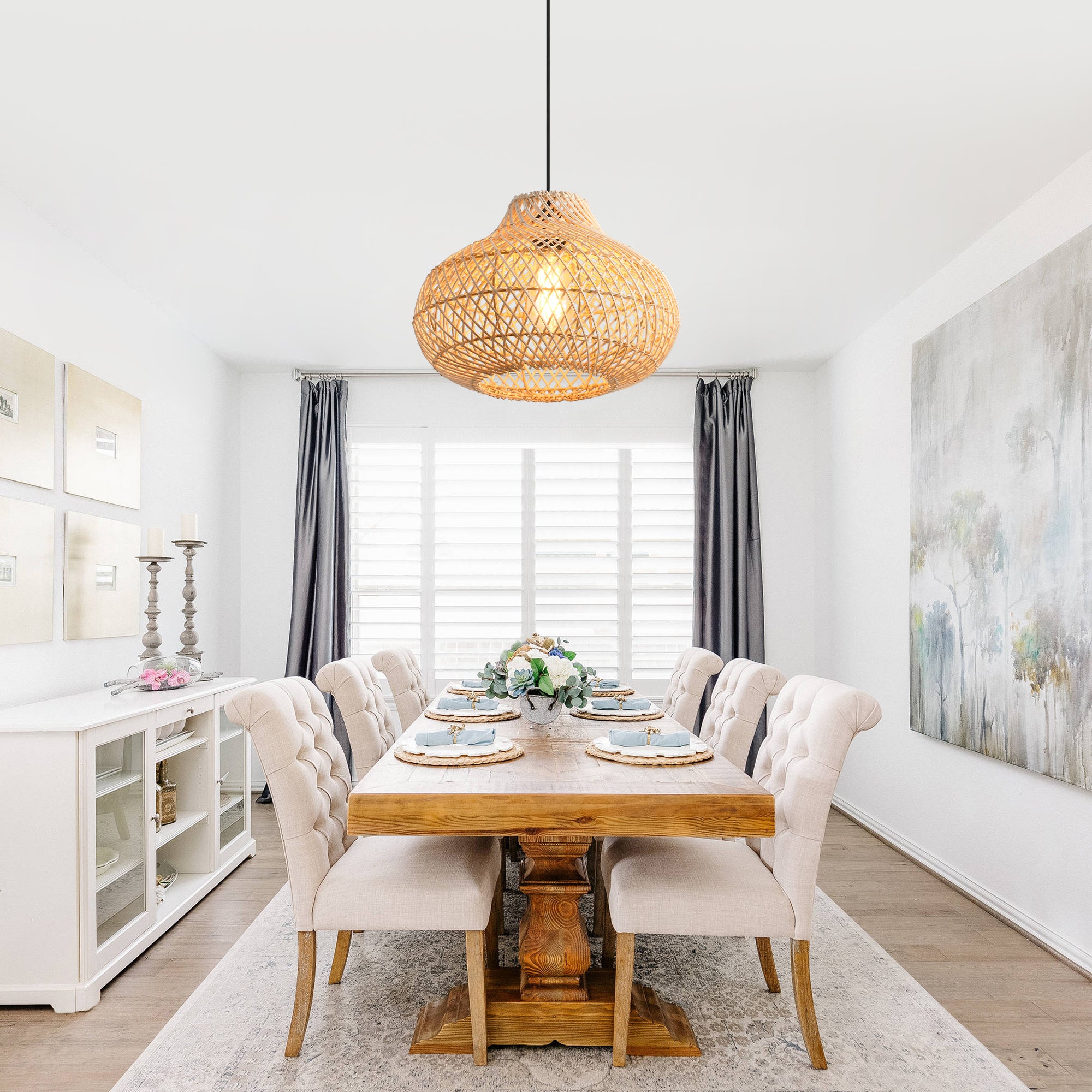 19" Winston Bohemian Rattan Pendant Light