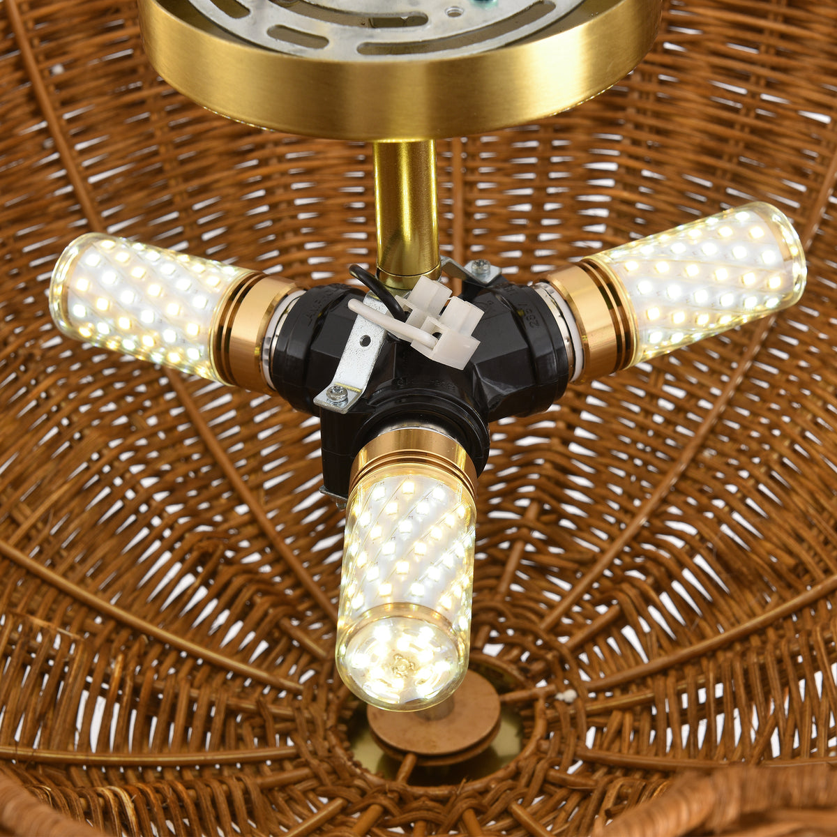 Aurelia 3-Light Handwoven Rattan Semi Flush Mount Ceiling Light