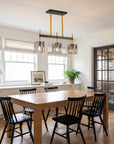 24.4" Sean 3-Light Linear Pendant with Artisan Glass Shades