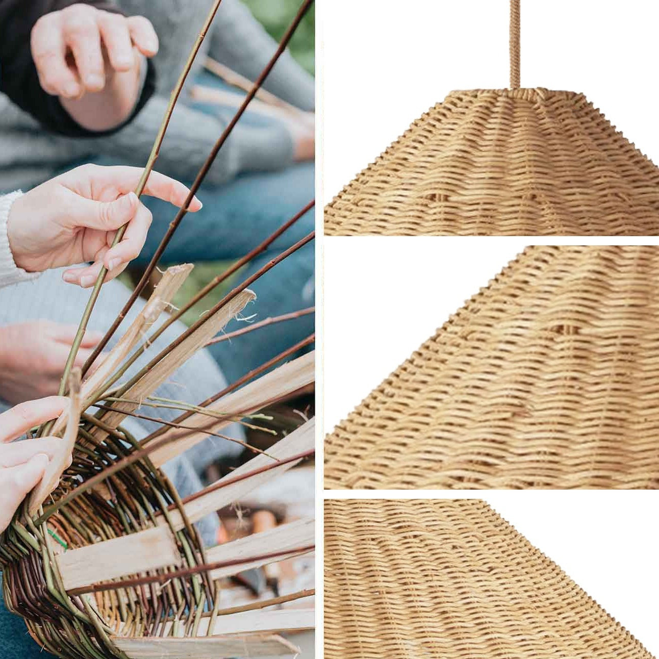 Daisy Cone Rattan Pendant Light