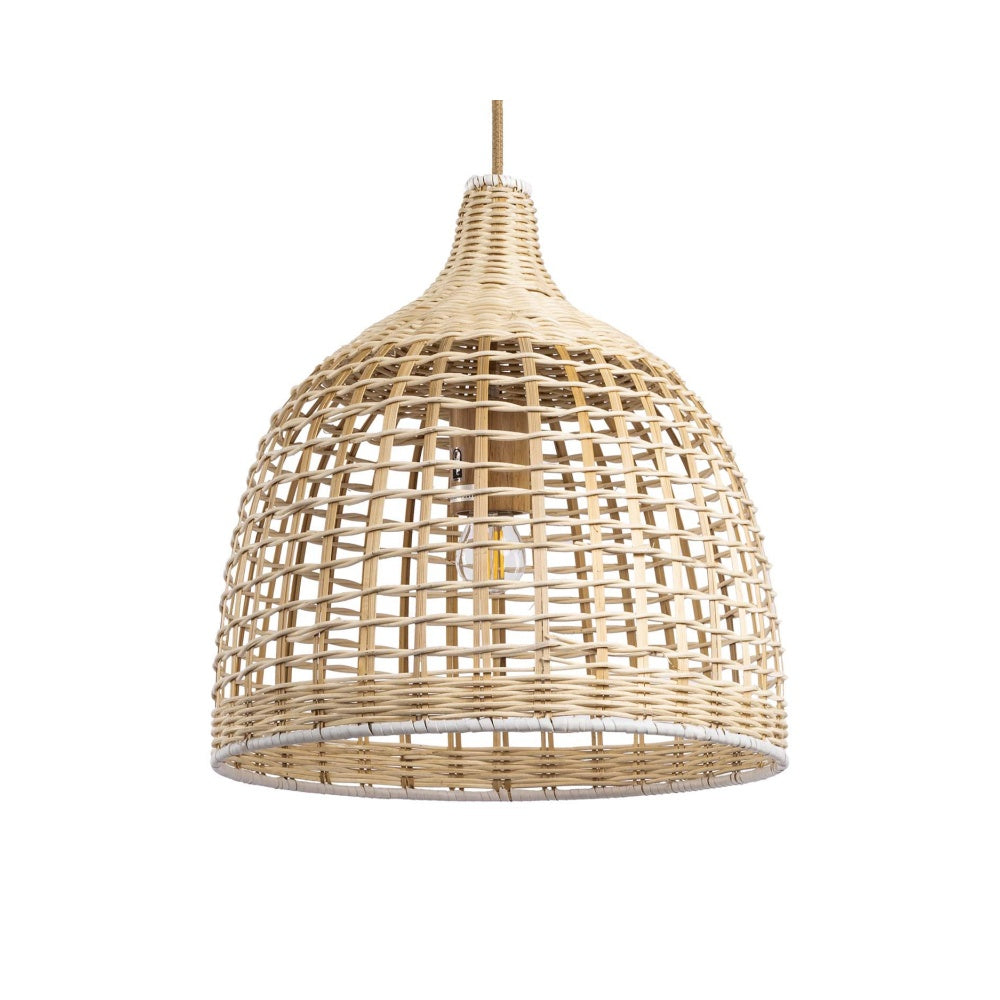 Ellie 1-Light Boho Rattan Hanging Pendant Lamp