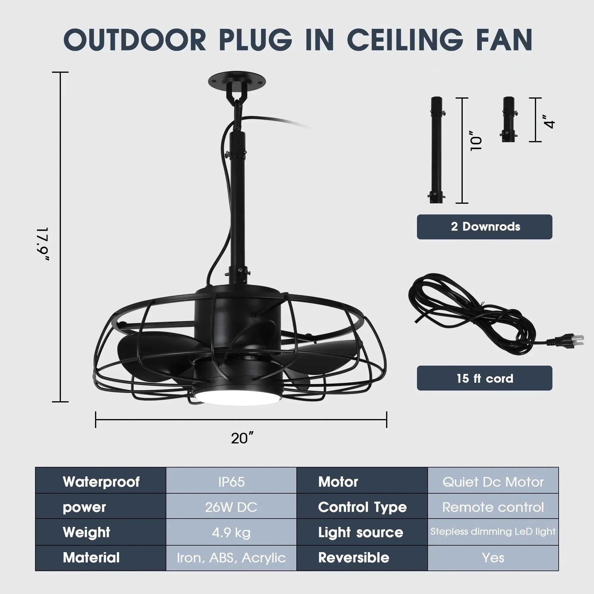 20" Vistula Outdoor Ceiling Fan
