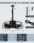 20" Vistula Outdoor Ceiling Fan