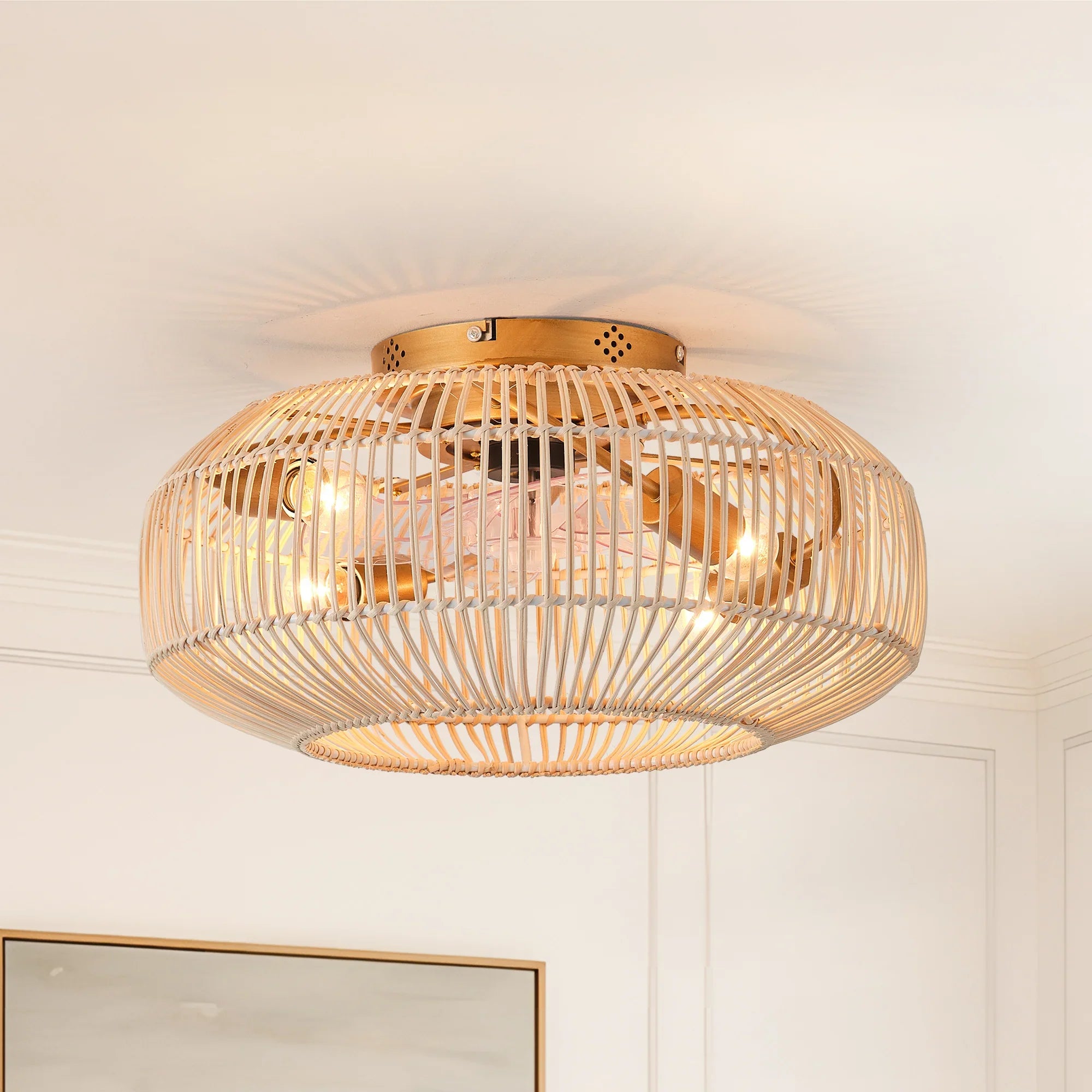 20-Inch Mandy Vintage Gold Ceiling Fan Light with Remote - IPLUS Lighting