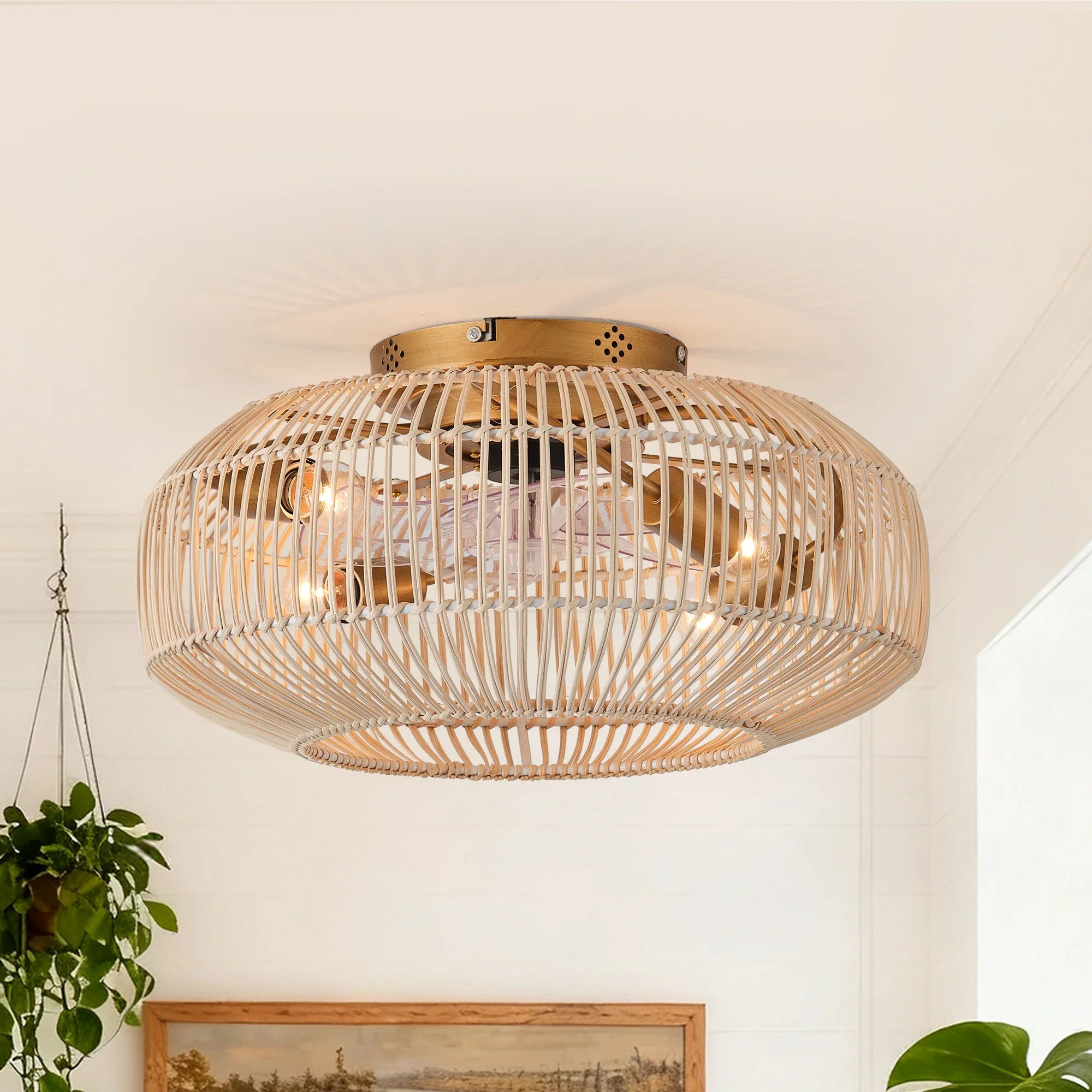 20-Inch Mandy Vintage Gold Ceiling Fan Light with Remote - IPLUS Lighting