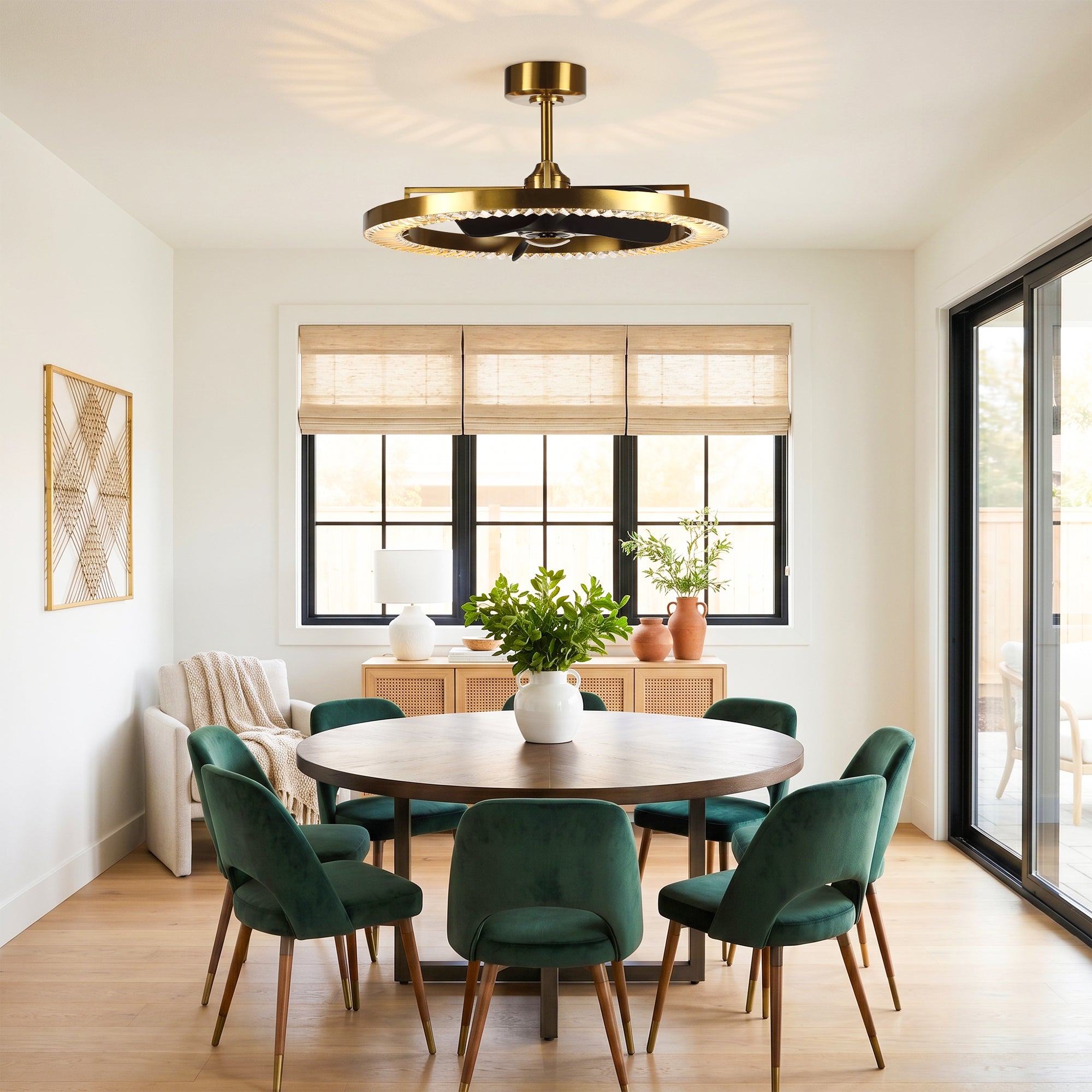 32" Robin Luxury Electroplated Copper LED Fandelier