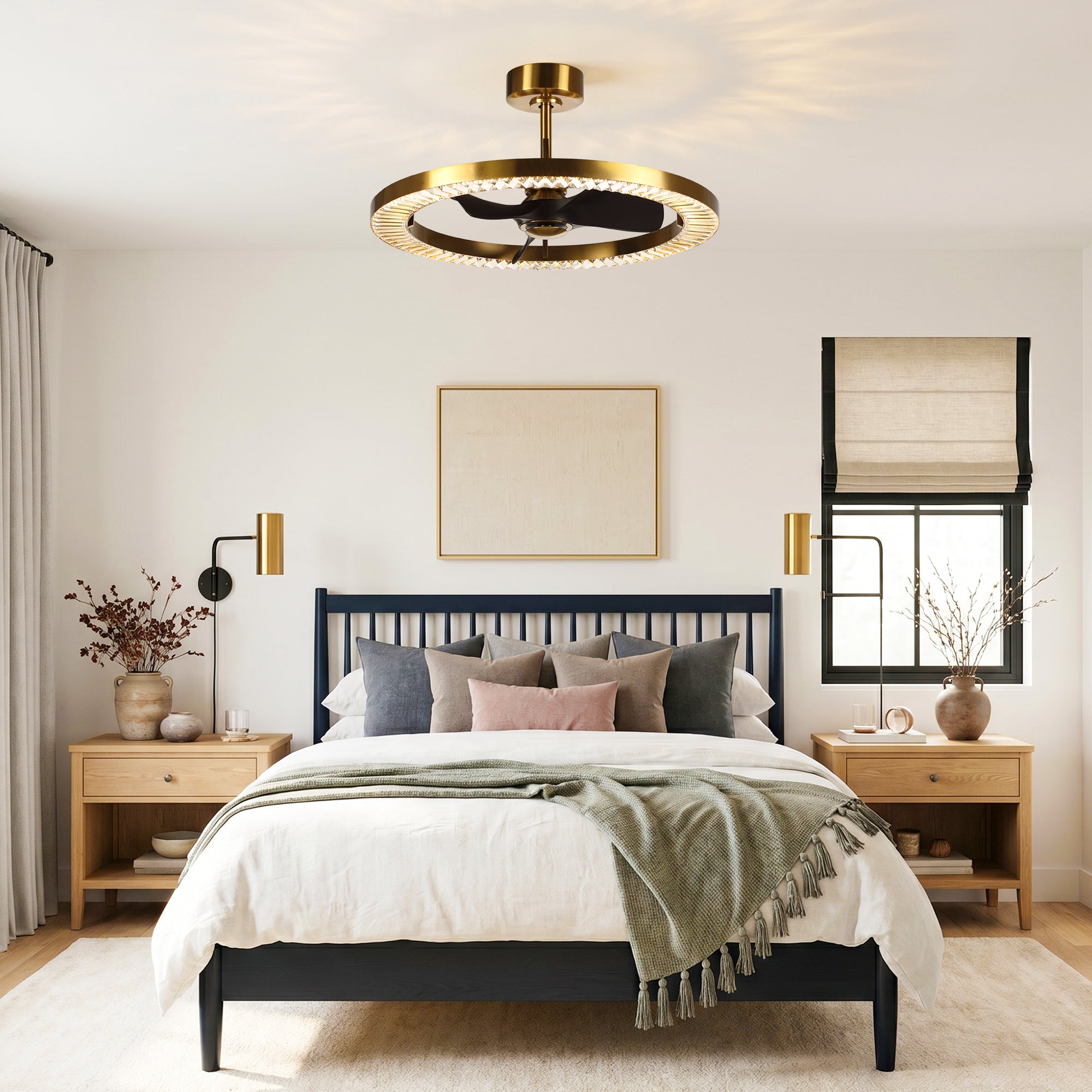 32" Robin Luxury Electroplated Copper LED Fandelier