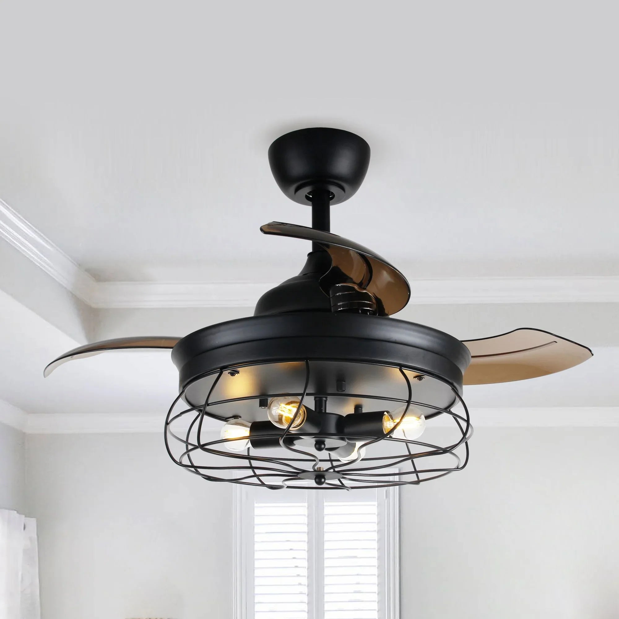 36" Benally Industrial Black Ceiling Fan - IPLUS Lighting