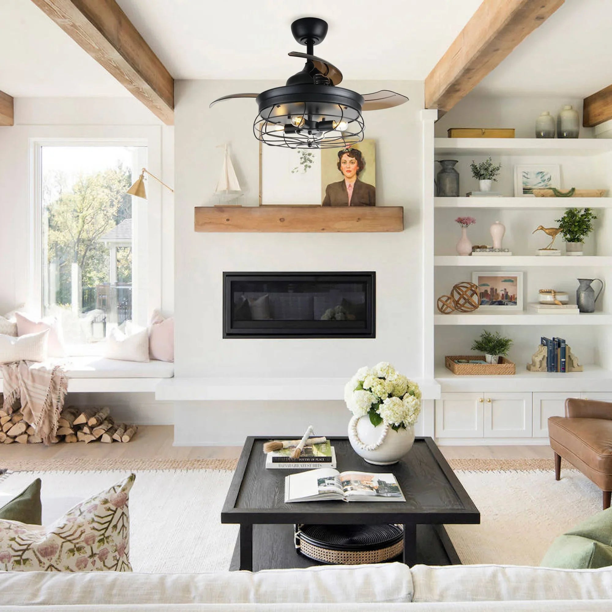 42" Modern Crystal Ceiling Fan - IPLUS Lighting