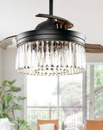 42" Modern Downrod Mount Crystal Ceiling Fan