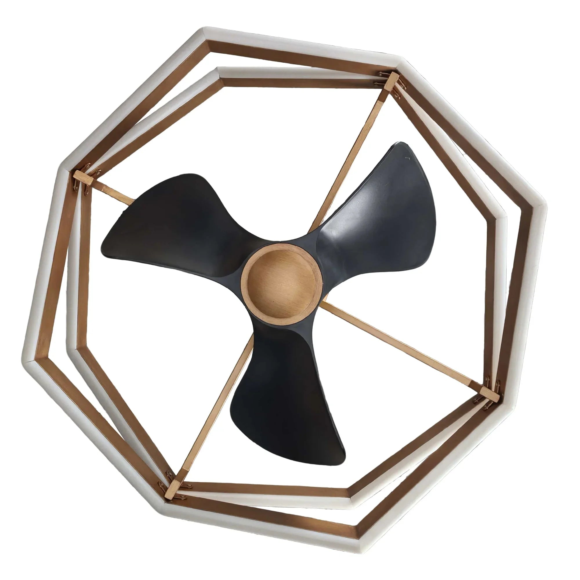 31 Inch Antique Golden Willie Luxury Caged Ceiling Fan With Light and Remote Control