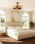 31 Inch Antique Golden Willie Luxury Caged Ceiling Fan With Light and Remote Control