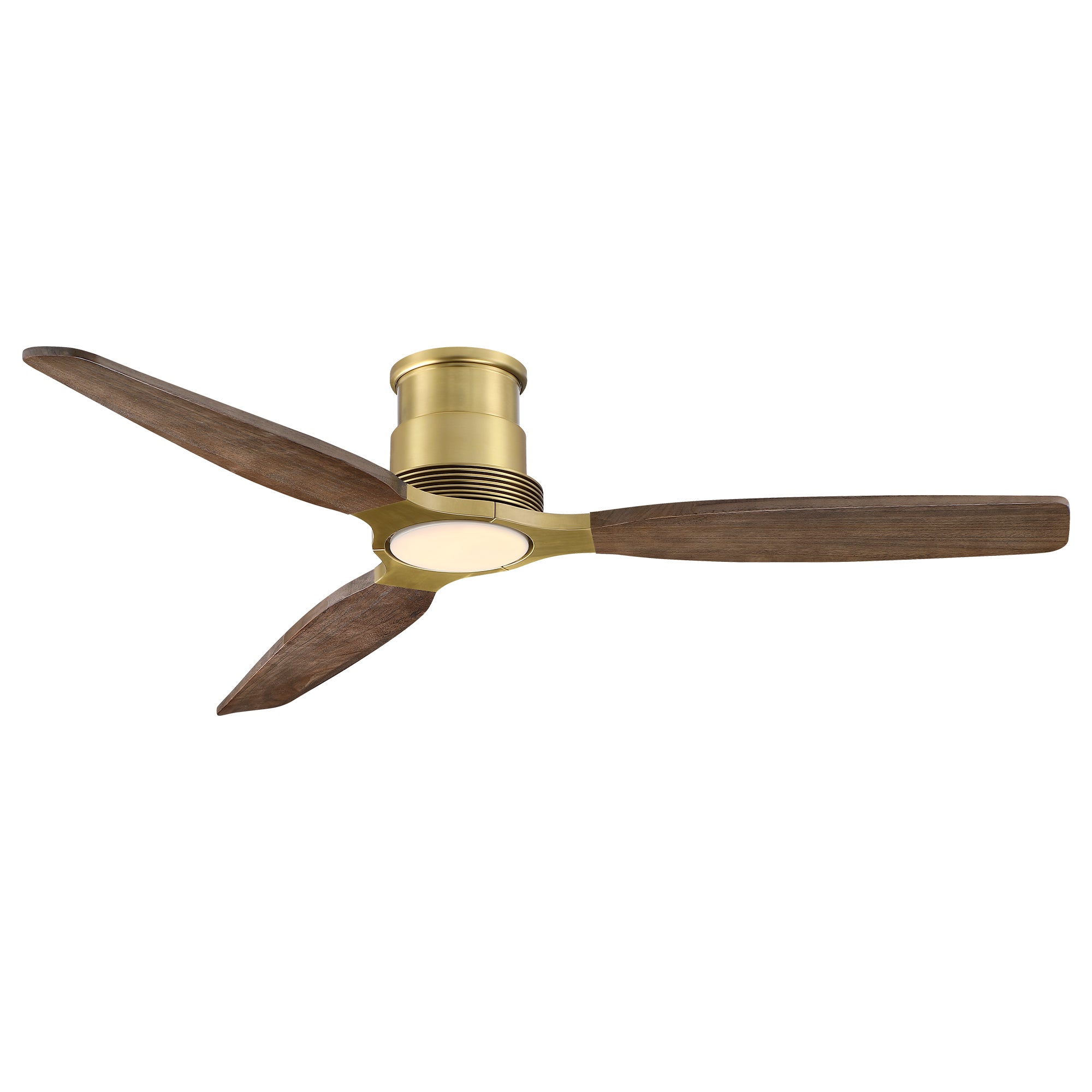 56" Modern Soft Brass &amp; Solid Wood Ceiling Fan with LED Light