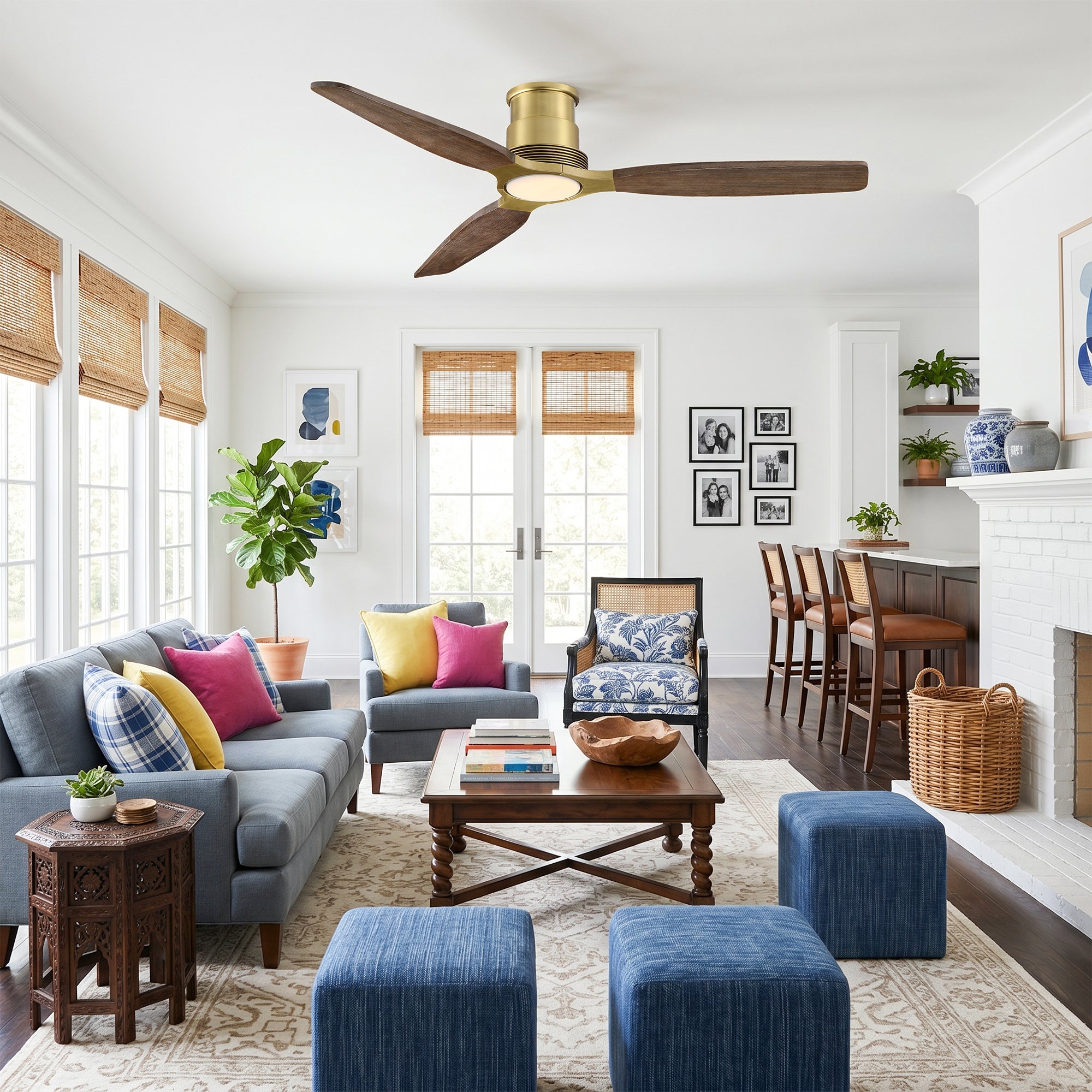 56" Arden Ceiling Fan with Light Kit and Solid Wood Blades