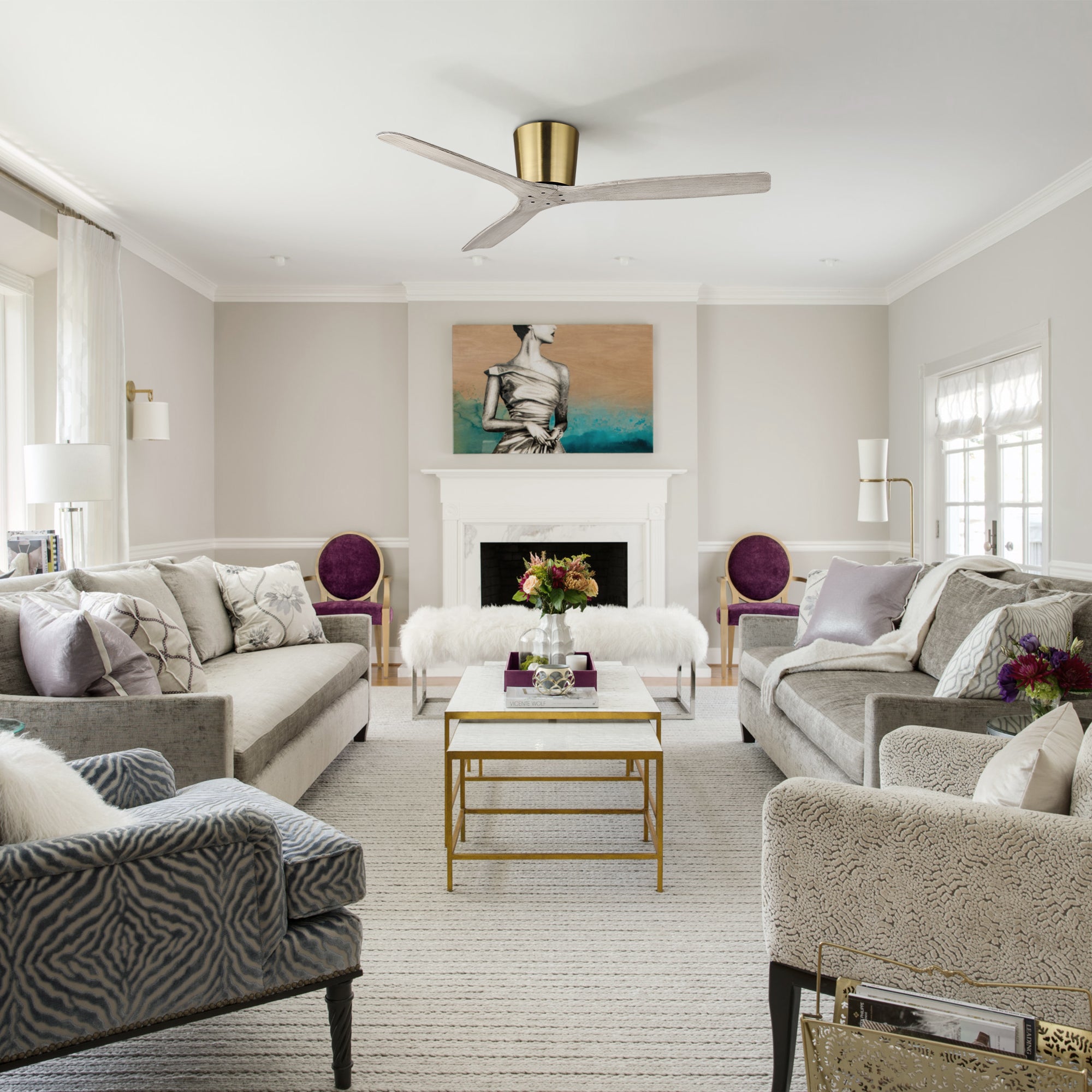 54 Inch Ward Solid Wood Blades Ceiling Fan