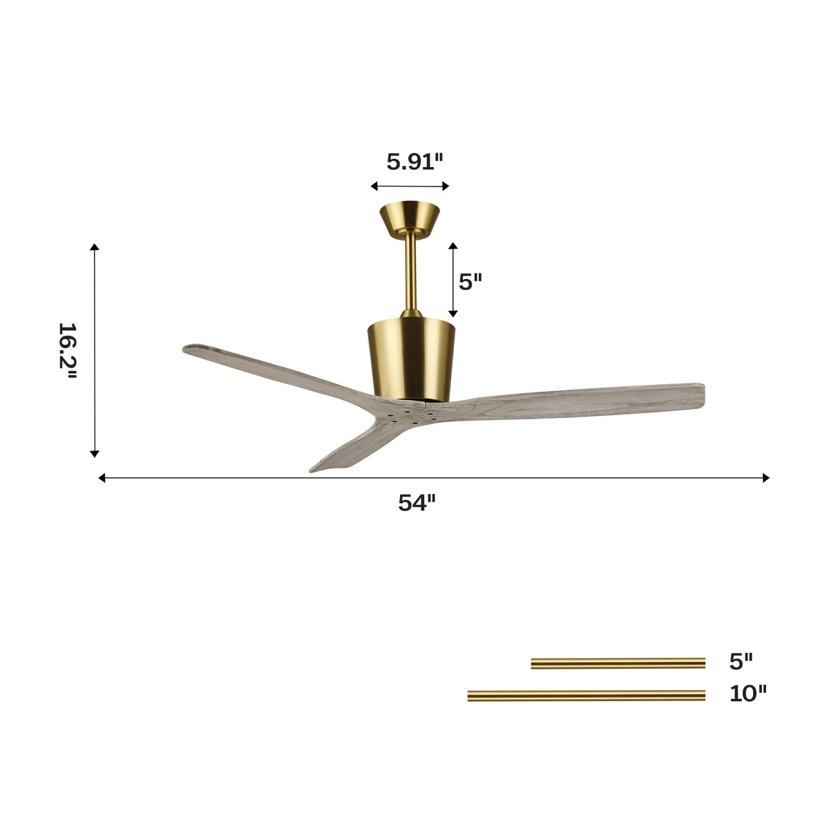 54 Inch Dylan Solid Wood Mount Ceiling Fan
