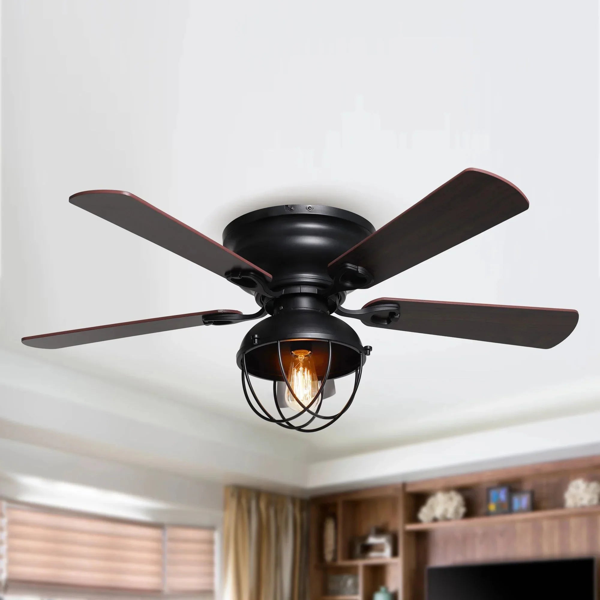 42" Traditional Flush Mount Reversible Ceiling Fan - IPLUS Lighting
