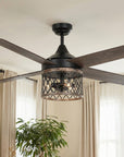 52" Mirelle Indoor Black Ceiling Fan