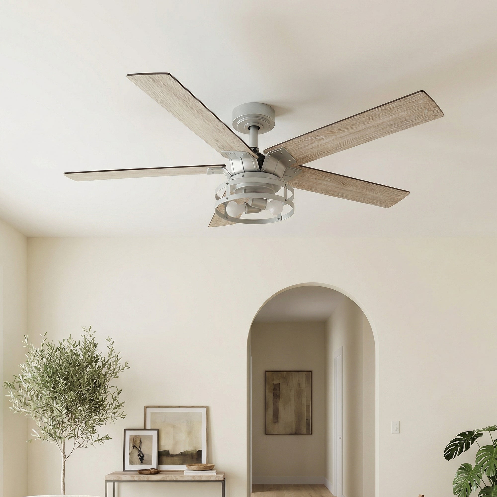 52" Industrial Reversible 5 Blade Led Ceiling Fan