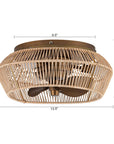 14 Inch Farmhouse Reversible Iron Ceiling Fan with Woven Rattan Cage - IPLUS Lighting