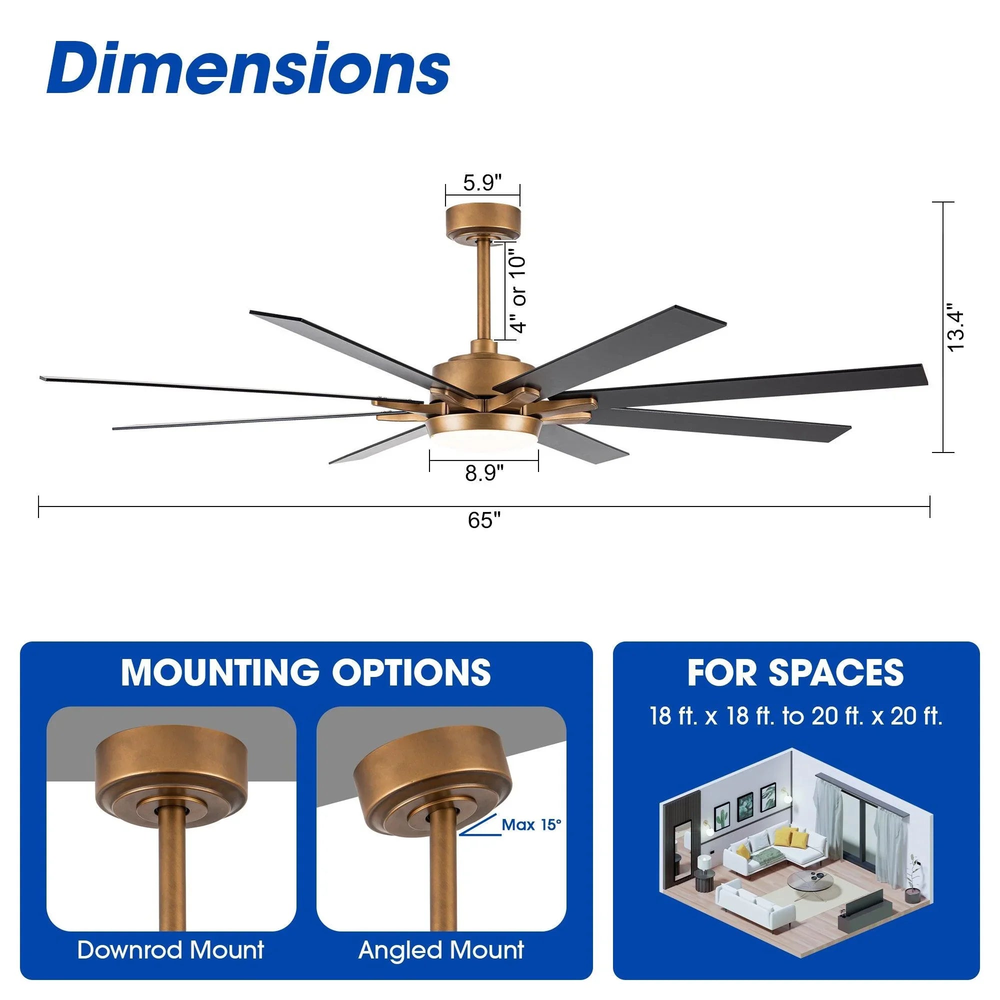 65" Balachandran Industrial Ceiling Fan