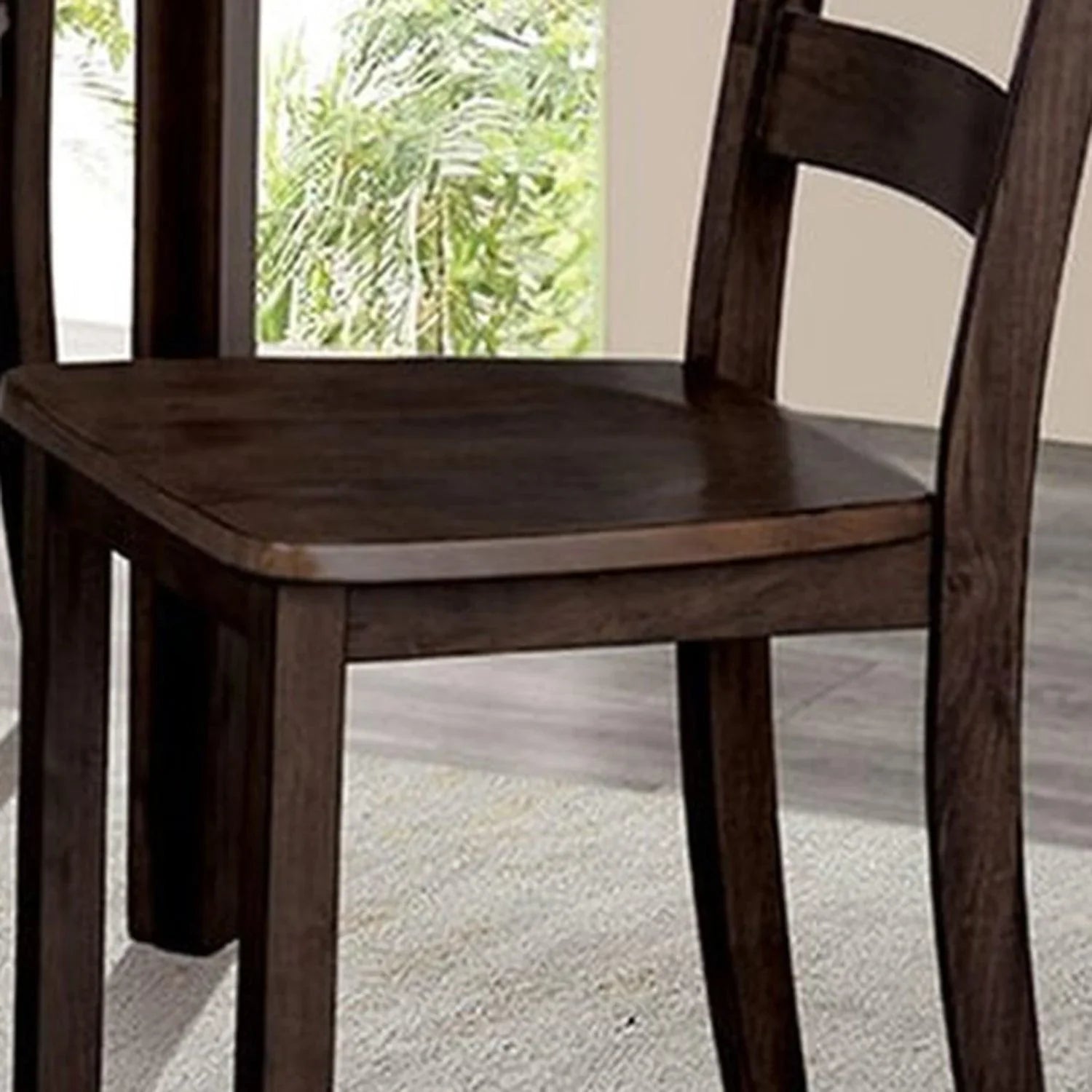 5-Piece Dining Set with Solid Rubberwood Table and Slat Back Chairs