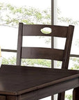 5-Piece Dining Set with Solid Rubberwood Table and Slat Back Chairs