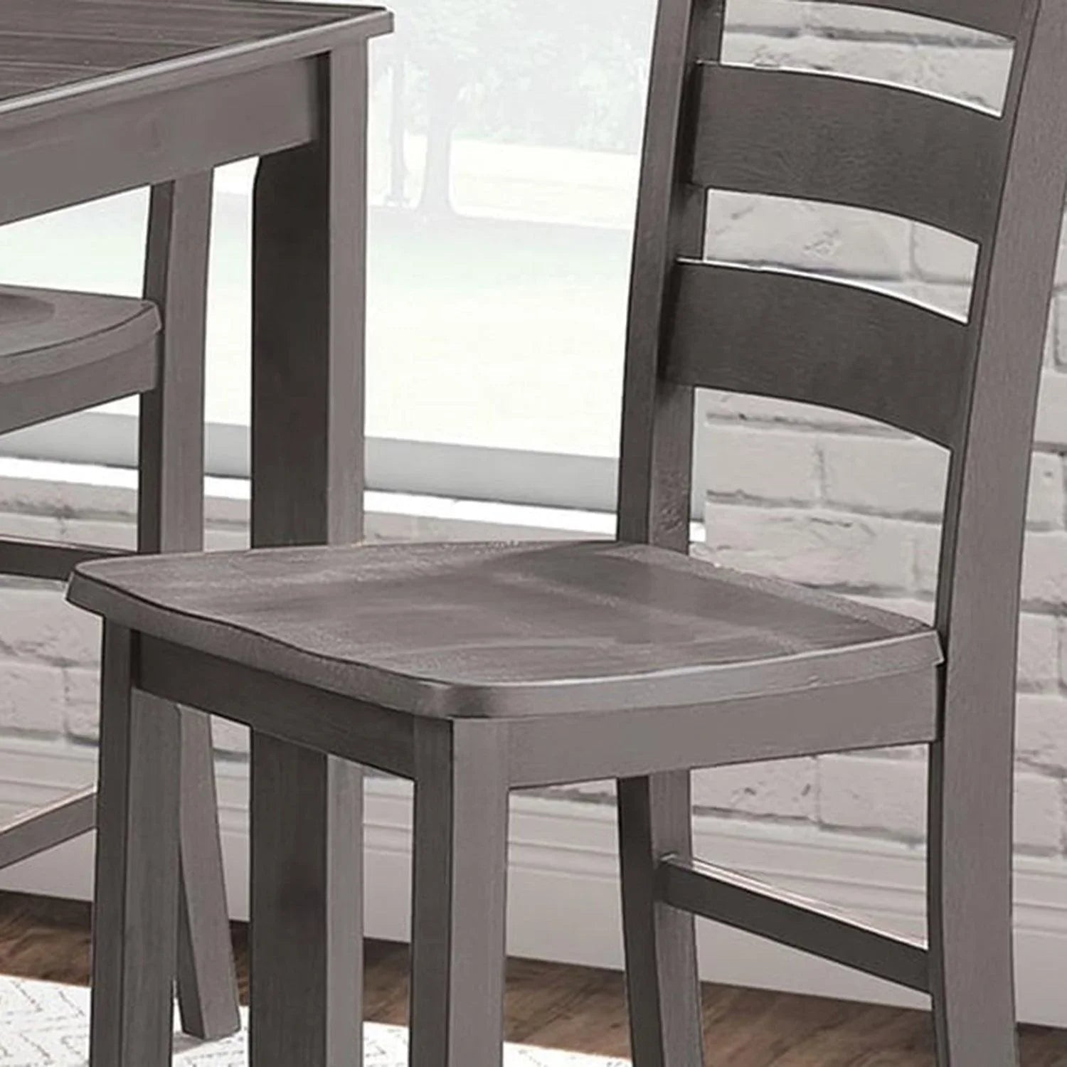 36"H Solid Rubberwood and Wood Veneer 5-Piece Counter Height Table Set