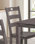 5-Piece Dining Set with Solid Rubberwood Table and Slat Back Chairs