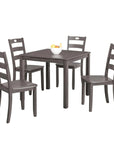 5-Piece Dining Set with Solid Rubberwood Table and Slat Back Chairs