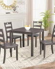 5-Piece Dining Set with Solid Rubberwood Table and Slat Back Chairs
