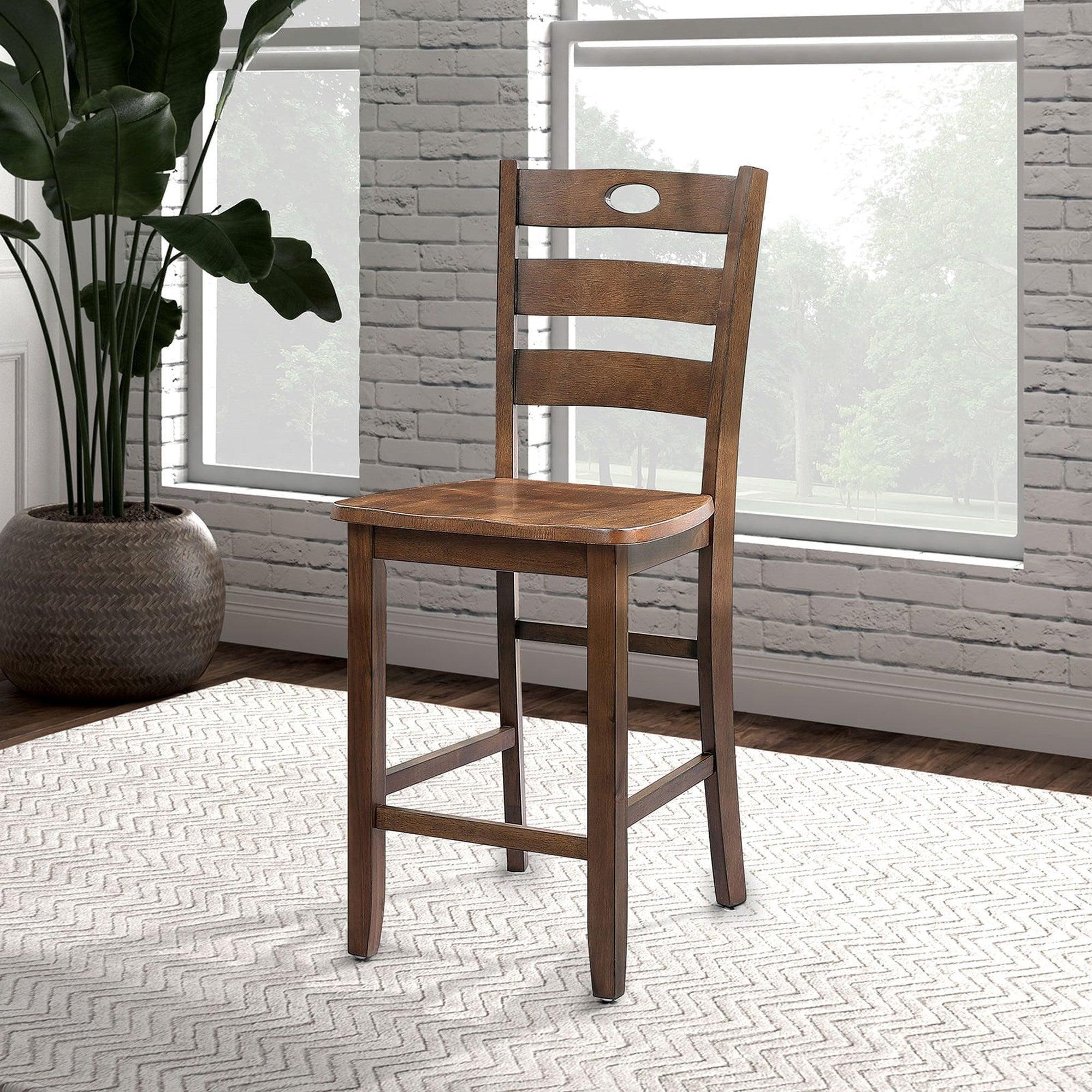 36"H Solid Rubberwood and Wood Veneer 5-Piece Counter Height Table Set