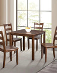 5-Piece Dining Set with Solid Rubberwood Table and Slat Back Chairs