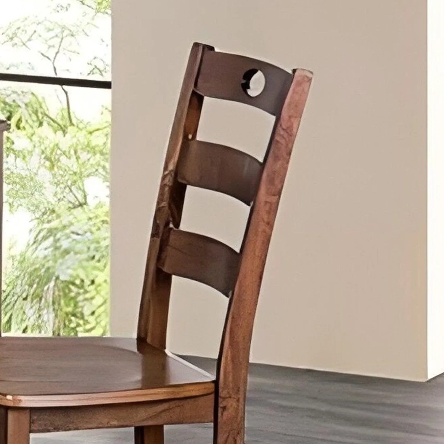 5-Piece Dining Set with Solid Rubberwood Table and Slat Back Chairs
