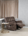 43" Leather Manual Glider Recliner with Biscuit-Padded Seat & Back