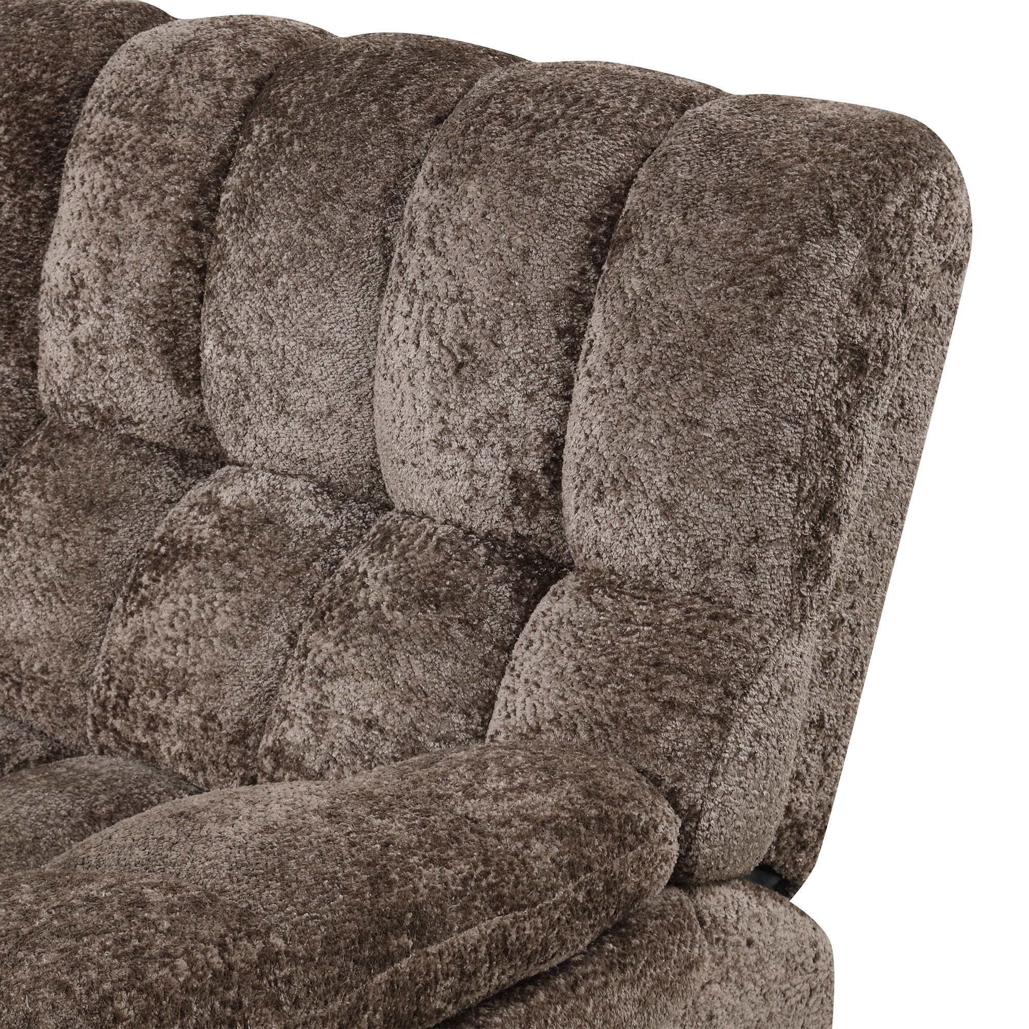 43" Leather Manual Glider Recliner with Biscuit-Padded Seat &amp; Back