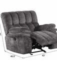 43" Leather Manual Glider Recliner with Biscuit-Padded Seat & Back