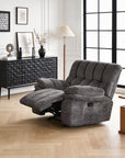 43" Leather Manual Glider Recliner with Biscuit-Padded Seat & Back