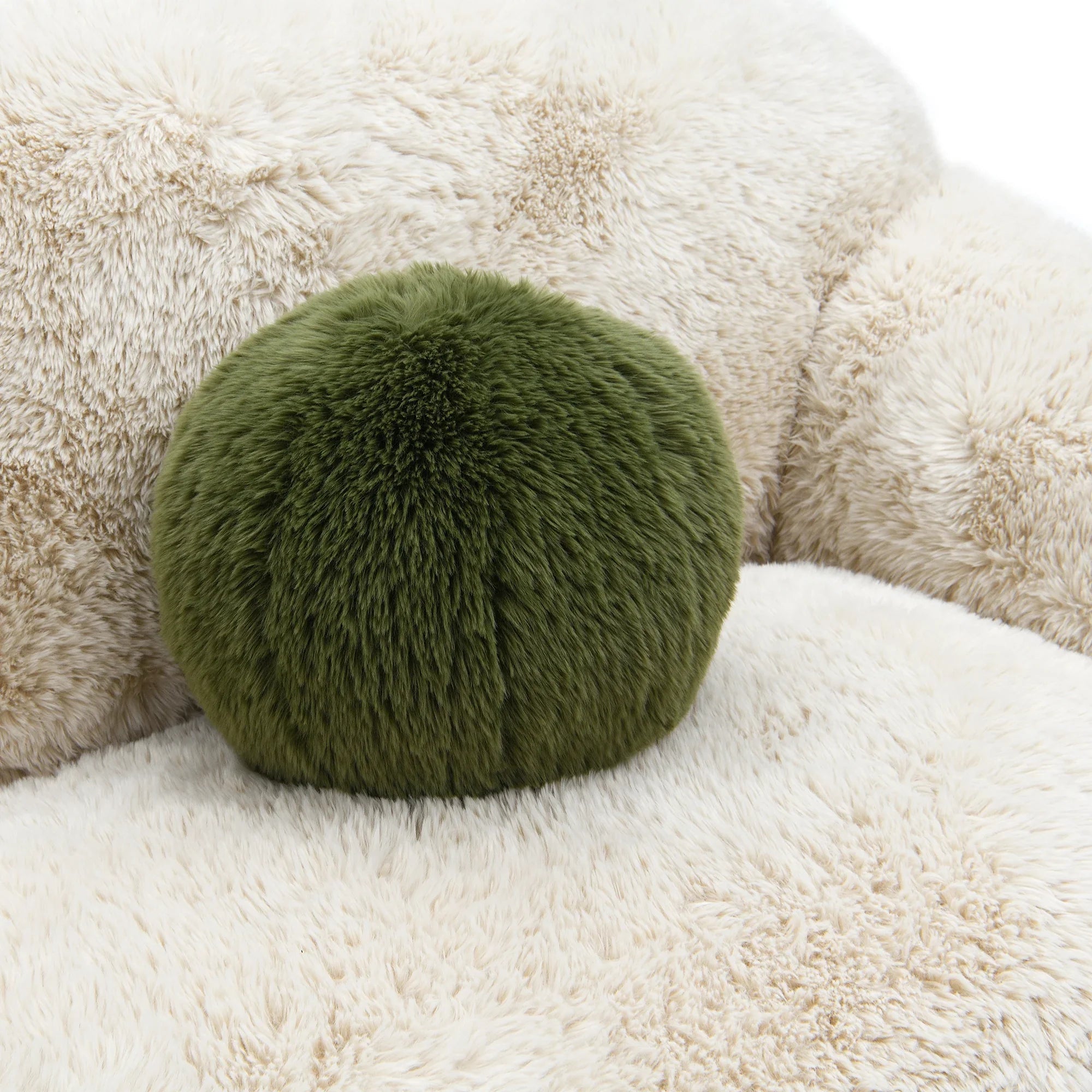 66" Darwen Modern Faux Fur Loveseat with Ball Pillow