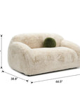 66" Darwen Modern Faux Fur Loveseat with Ball Pillow