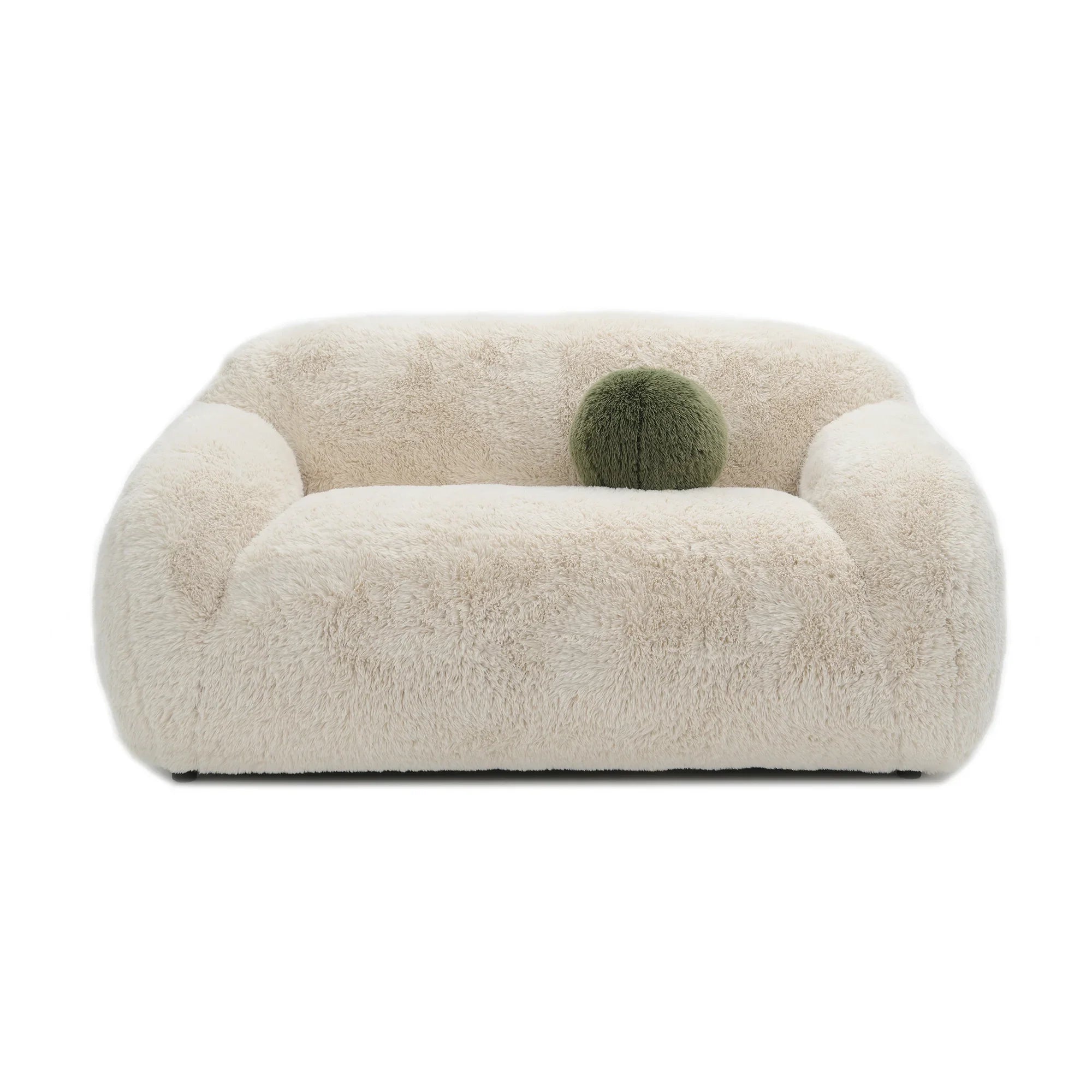 66" Darwen Modern Faux Fur Loveseat with Ball Pillow