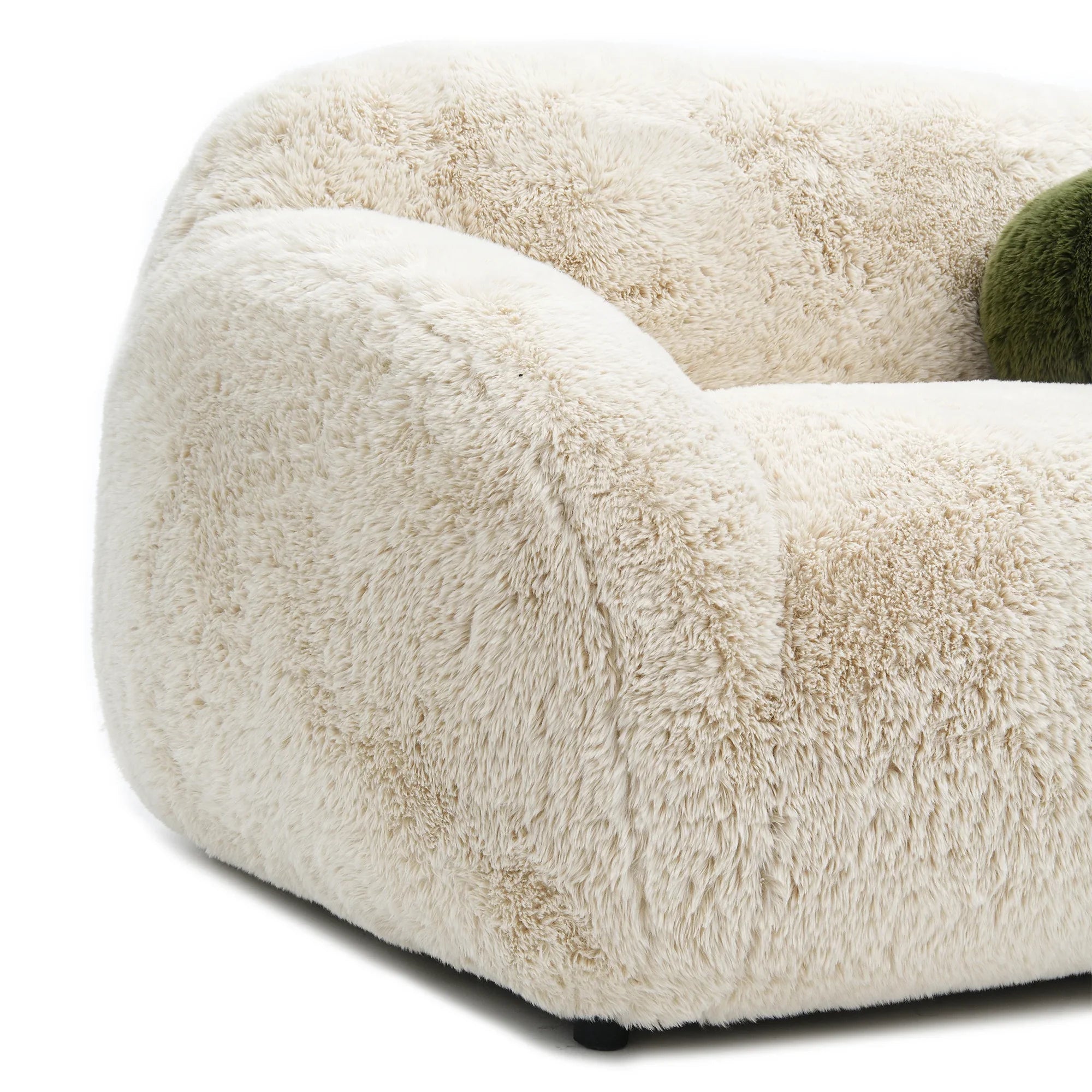 66" Darwen Modern Faux Fur Loveseat with Ball Pillow